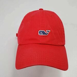 Vineyard Vines Strapback Hat Baseball Cap Red Embroidered Whale Logo